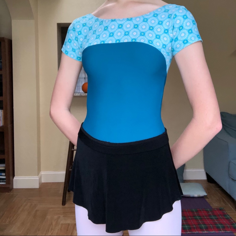 teal cap sleeve eleve leotard